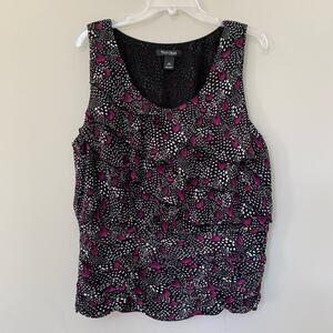 White House Black Market sleeveless crepe blouse ruffled layers smocked back XL